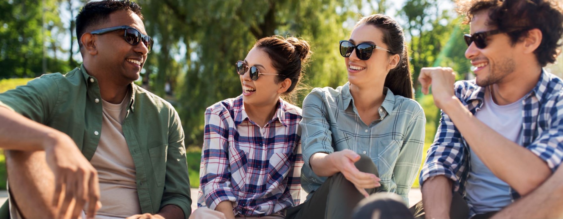 a group of people smiling